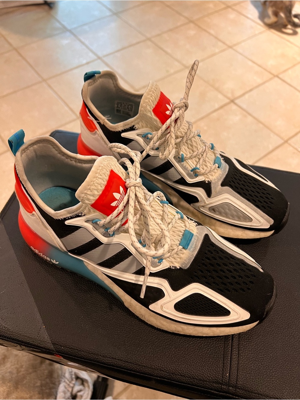 Adidas Wmns ZX 2K Boost 'White Multi' athletic sneakers size 9